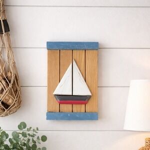 Rustic Sailboat Wall Art Wood Nautical Decor Coastal Cottage Accent